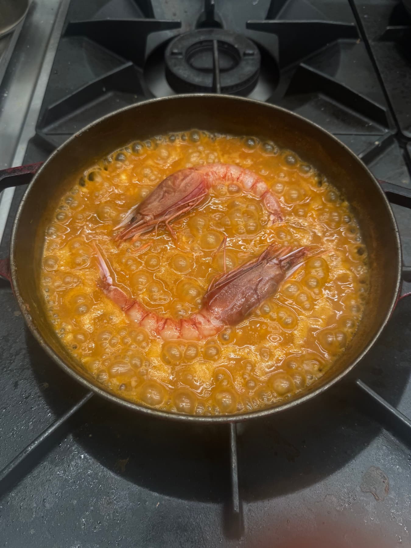 Reducción de marisco en plena ebullición