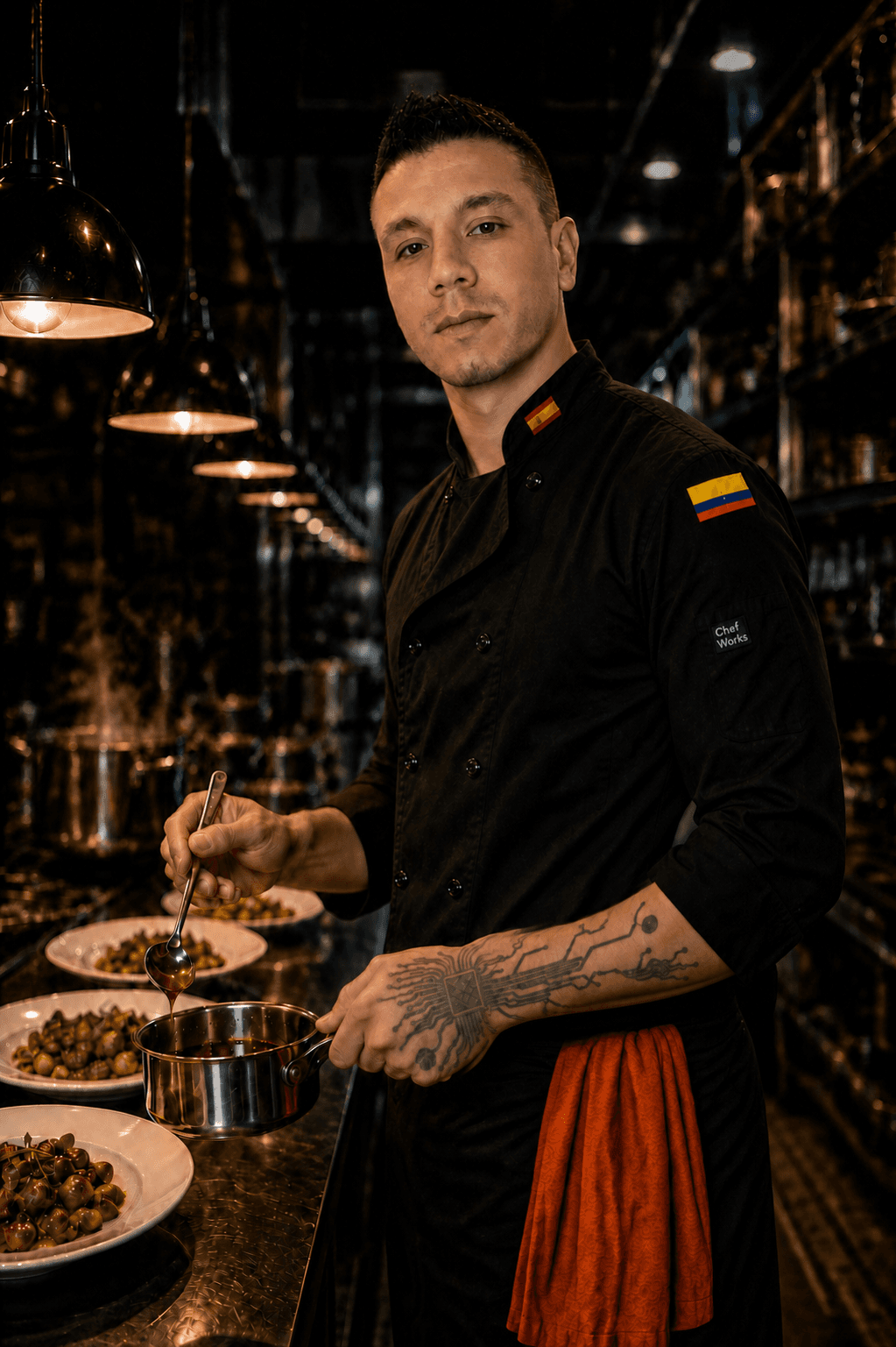 Andres Tirano working during kitchen service
